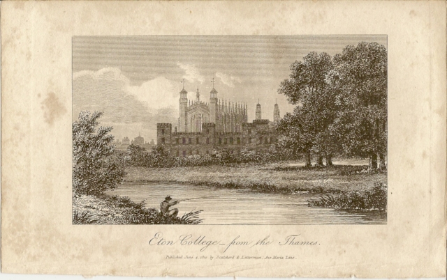 Eaton College - from the Thames<br />Published June 4, 1810, by Scatcherd and Letterman, Ave Maria Lane.