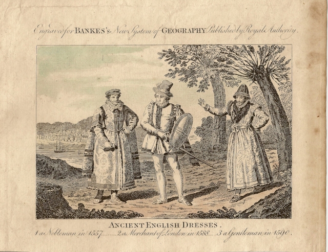BANKES's New System of Geography c.1775 - ANCIENT ENGLISH DRESSES